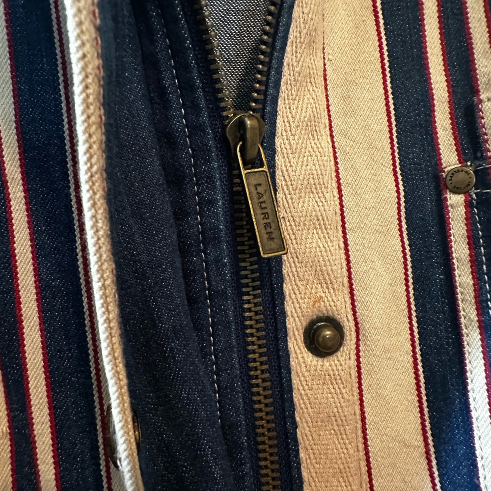 NWOT Vintage Men’s Lauren Ralph Lauren Blue, Red, and White Striped Shirt Jacket - Picture 5 of 6